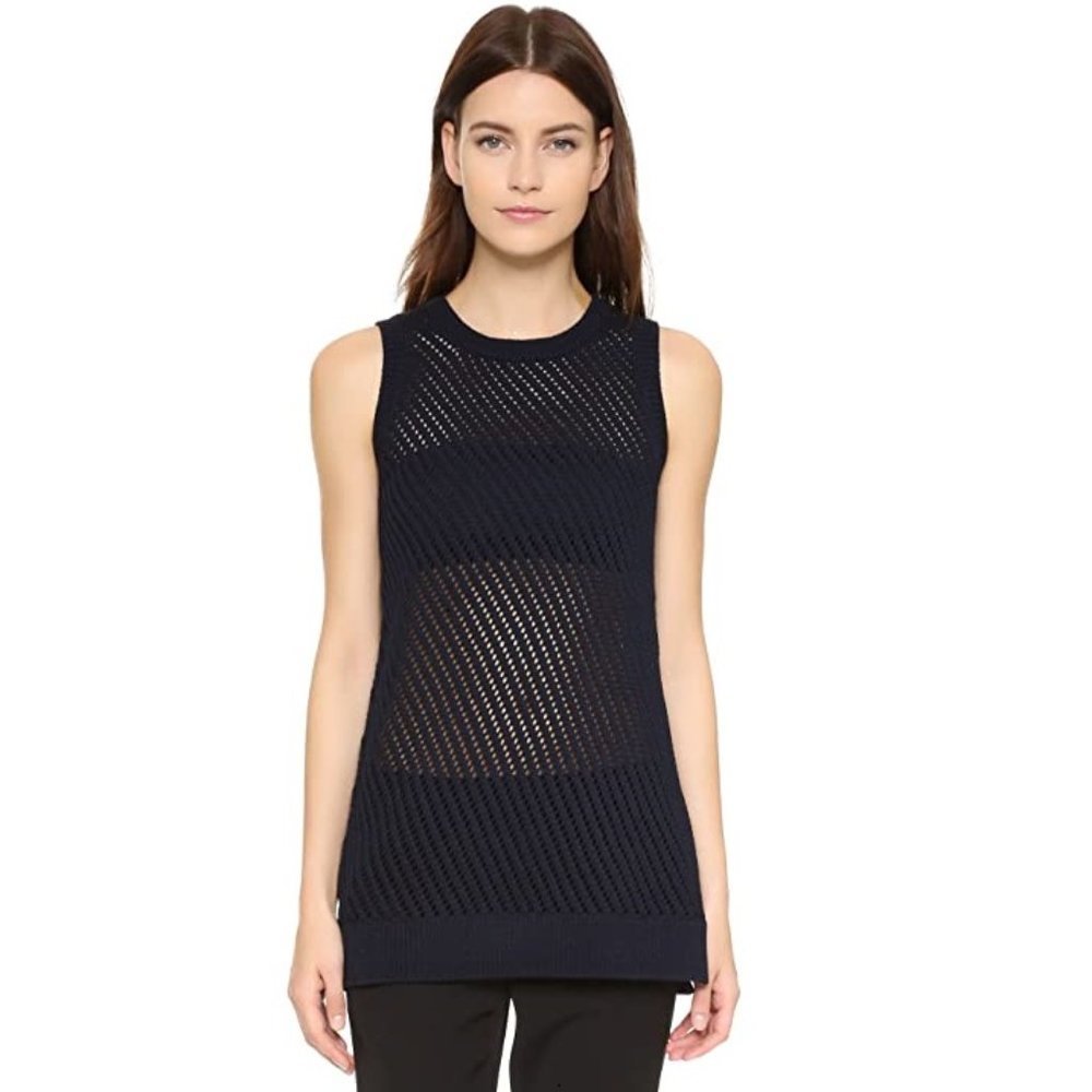 Vince Navy Long Vest/ Sleeveless Sweater